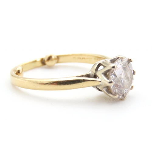 432 - Diamond Solitaire Eight Claw Set Ring Mounted on 18 Carat Yellow Gold Total Diamond Carat Weight 1.2... 