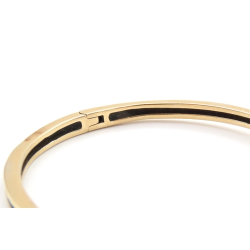 435 - Sapphire and Diamond Set Ladies Bangle Bracelet Mounted in 14 Carat Yellow Gold Inner Width 6.5cm