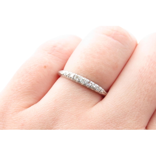 438 - Gradual Diamond Half Eternity Ring Set in Platinum Ring Size N and a Half