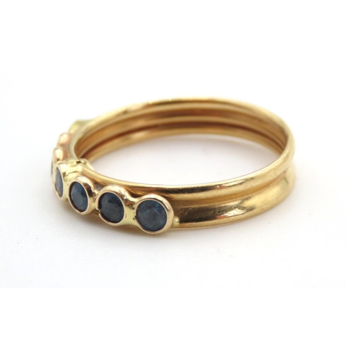 439 - Seven Stone Bezel Set Sapphire Ring Mounted in 18 Carat Yellow Gold Ring Size R