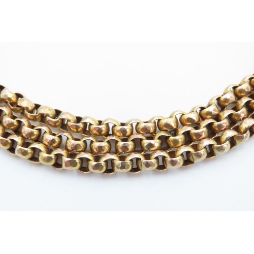 457 - 9 Carat Yellow Gold Three Row Barrel Link Necklace 40cmLong