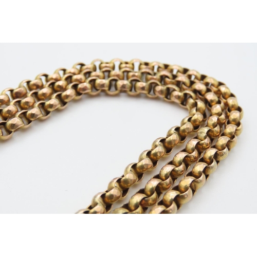 457 - 9 Carat Yellow Gold Three Row Barrel Link Necklace 40cmLong