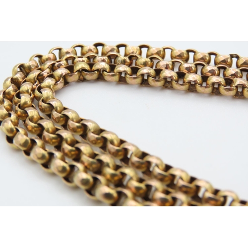 457 - 9 Carat Yellow Gold Three Row Barrel Link Necklace 40cmLong