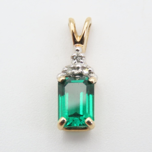 9 Carat Yellow Gold Emerald and Diamond Set Pendant
