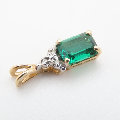 459 - 9 Carat Yellow Gold Emerald and Diamond Set Pendant