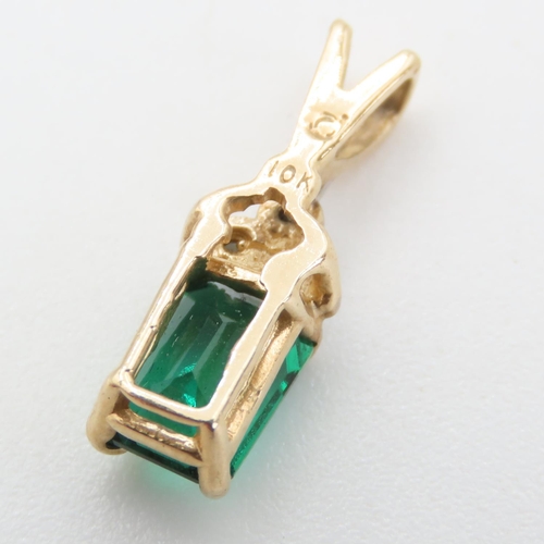 459 - 9 Carat Yellow Gold Emerald and Diamond Set Pendant