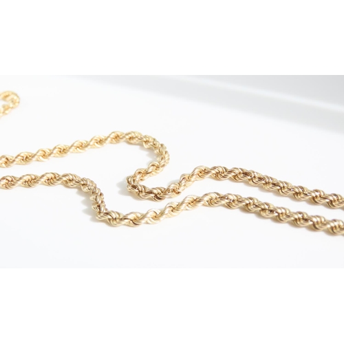 46 - 9 Carat Yellow Gold Rope Chain Necklace 46cm Long