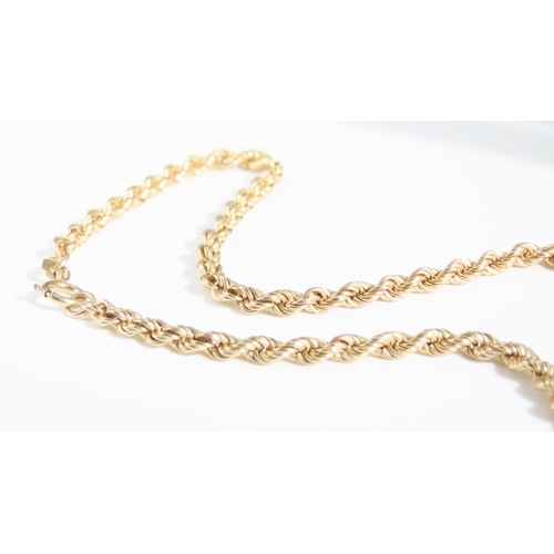 46 - 9 Carat Yellow Gold Rope Chain Necklace 46cm Long