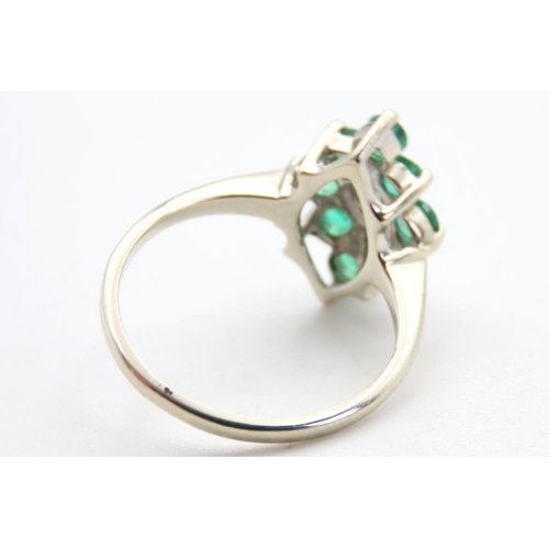 470 - Diamond and Eight Stone Emerald Set Ring Mounted on 9 Carat White Gold Ring Size L