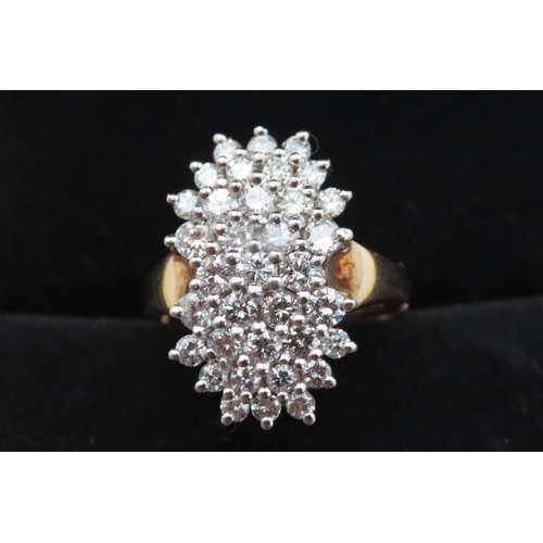 476 - Ladies Diamond Cluster Ring Mounted in 14 Carat Yellow Gold with Adjustable Band Ring Size I