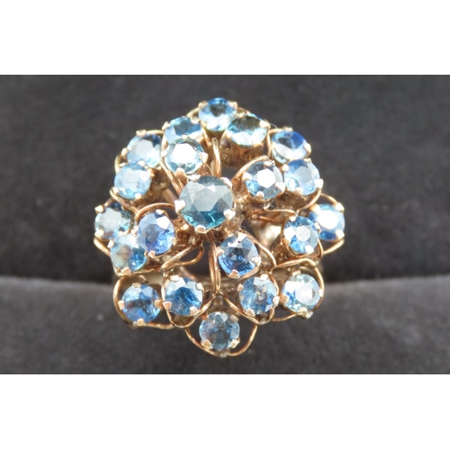 477 - Attractively Detailed Sapphire Cluster Ring Set in 18 Carat Yellow Gold Ring Size M