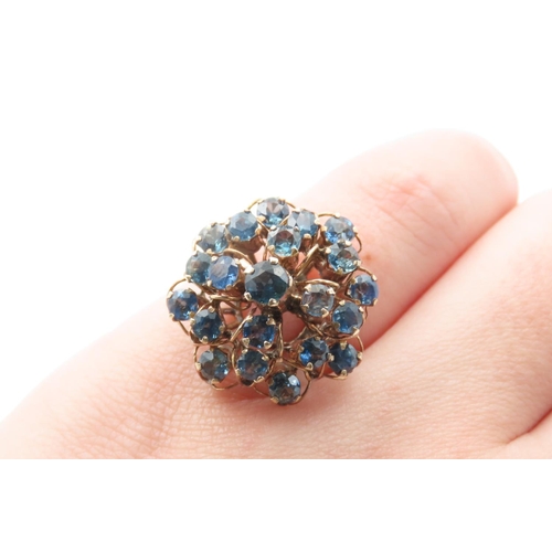 477 - Attractively Detailed Sapphire Cluster Ring Set in 18 Carat Yellow Gold Ring Size M