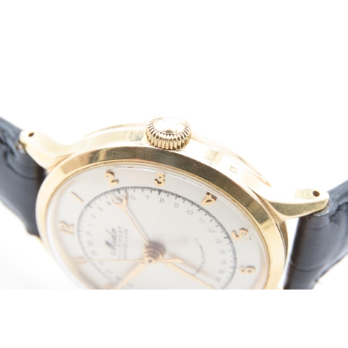 479 - Mido 18 Carat Yellow Gold Cased Watch with Black Leather Strap