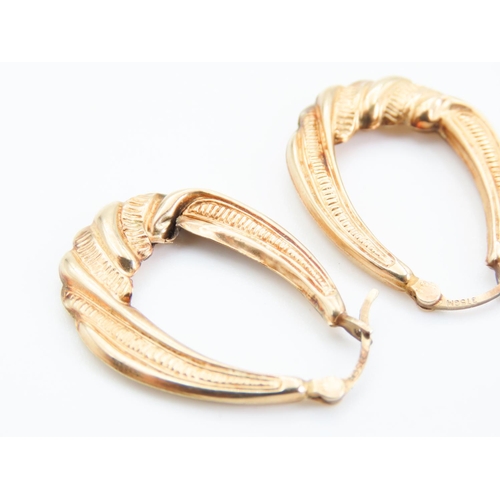 60 - Pair of 9 Carat Yellow Gold Twist Form Hoop Earrings Each 3cm High