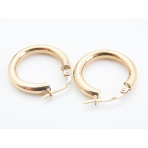 65 - Pair of 9 Carat Yellow Gold Hoop Earrings 2cm Diameter