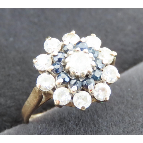 67 - Sapphire and Gemstone Set Ladies Cluster Ring Set in 9 Carat Yellow gold Ring Size L