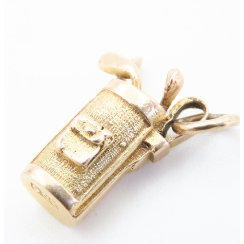 69 - 9 Carat Yellow Gold Golf Clubs Charm Pendant 1.5cm Long