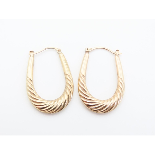 71 - Pair of 9 Carat Yellow Gold Twist Form Hoop Earrings Each 3.5cm High