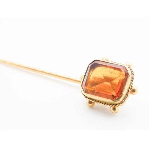 76 - Bezel Set Citrine Pin Brooch Set in 9 Carat Yellow Gold 5cm Long