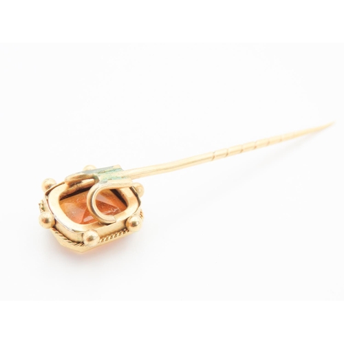 76 - Bezel Set Citrine Pin Brooch Set in 9 Carat Yellow Gold 5cm Long