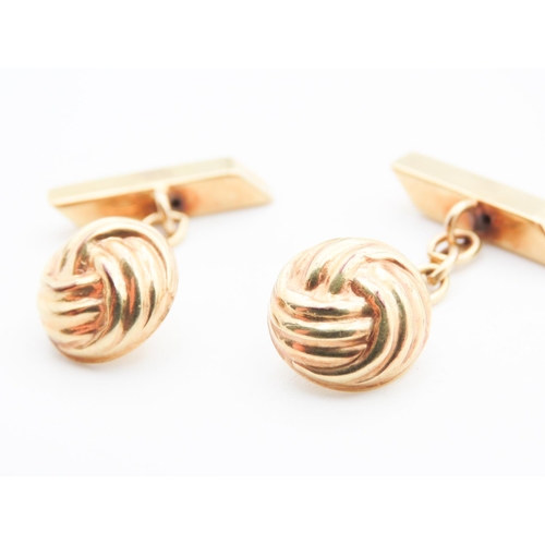 77 - Pair of 9 Carat Yellow Gold Knot Motif Cuff Links