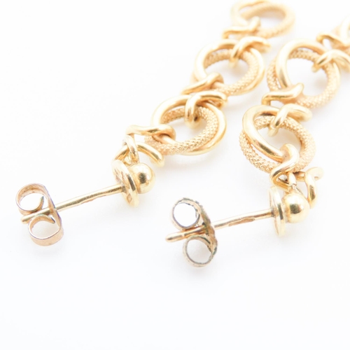 84 - Pair of 9 Carat Yellow Gold Link Drop Earrings Each 3.5cm Drop