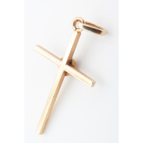 97 - 9 Carat Yellow Gold Cross Pendant with Diamond Inset 3cm High