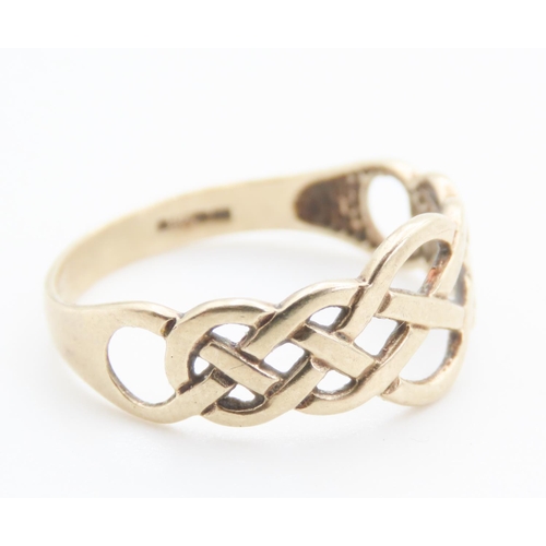 98 - 9 Carat Yellow Gold Celtic Knot Form Ring Size O and a Half