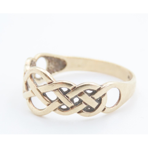 98 - 9 Carat Yellow Gold Celtic Knot Form Ring Size O and a Half