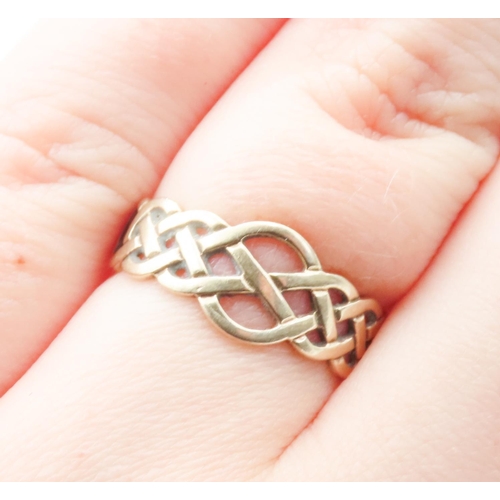 98 - 9 Carat Yellow Gold Celtic Knot Form Ring Size O and a Half