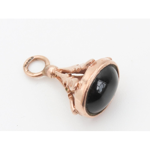 103 - Polished Black Onyx Pendant Set in 9 Carat Rose Gold 2cm High