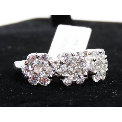 108 - Three Diamond Cluster Ring Mounted in 18 Carat White Gold Total Diamond Carat Weight Approximately 5... 