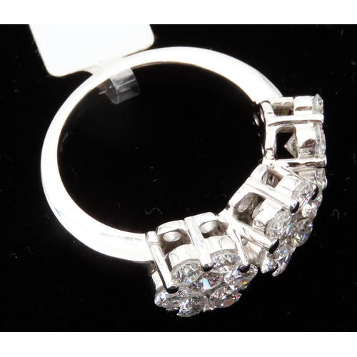 108 - Three Diamond Cluster Ring Mounted in 18 Carat White Gold Total Diamond Carat Weight Approximately 5... 