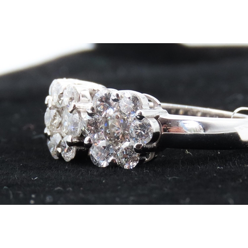 108 - Three Diamond Cluster Ring Mounted in 18 Carat White Gold Total Diamond Carat Weight Approximately 5... 