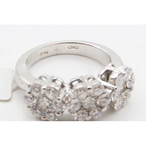 108 - Three Diamond Cluster Ring Mounted in 18 Carat White Gold Total Diamond Carat Weight Approximately 5... 