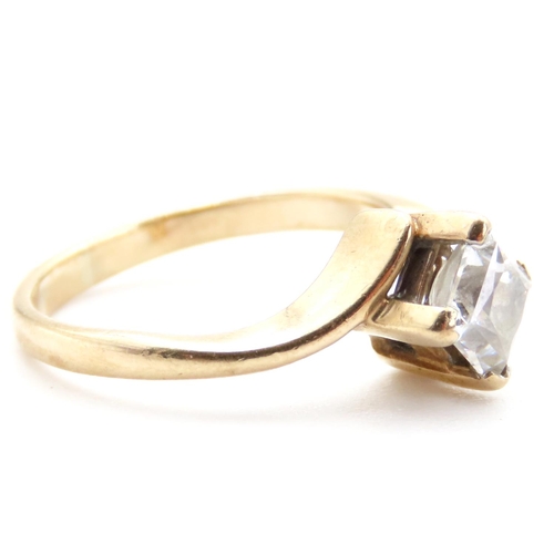 11 - Square Cut Pale Sapphire Four Claw Set Solitaire Ring Set in 9 Carat Yellow Gold Ring  Size I