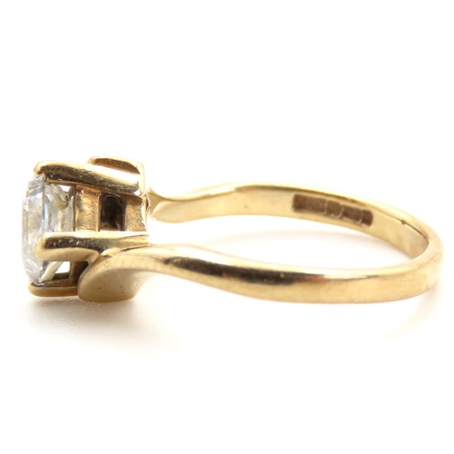 11 - Square Cut Pale Sapphire Four Claw Set Solitaire Ring Set in 9 Carat Yellow Gold Ring  Size I