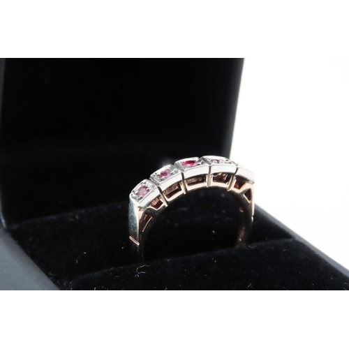 116 - Five Stone Ruby Ring Mounted on 9 Carat Yellow Gold with Silver Setting Ring Size O