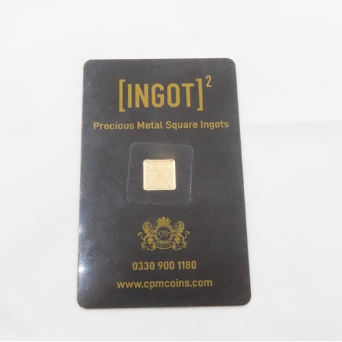 Ingot Encapsulated Gold Piece Pure Gold 999.9  Carat 10.6mm x 10.6mm 1 Gram Mint Condition