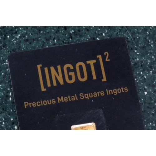 128 - Ingot Encapsulated Gold Piece Pure Gold 999.9  Carat 10.6mm x 10.6mm 1 Gram Mint Condition