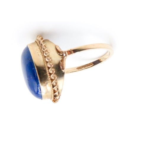 130 - Single Stone Lapis Lazuli Set Ring Mounted in 9 Carat Yellow Gold Ring Size M