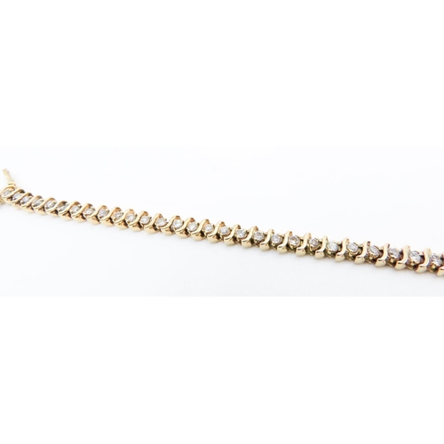 131 - Diamond Set Wave Design Tennis Bracelet Mounted in 18 Carat Yellow Gold 20cm Long Approximately 4 Ca... 