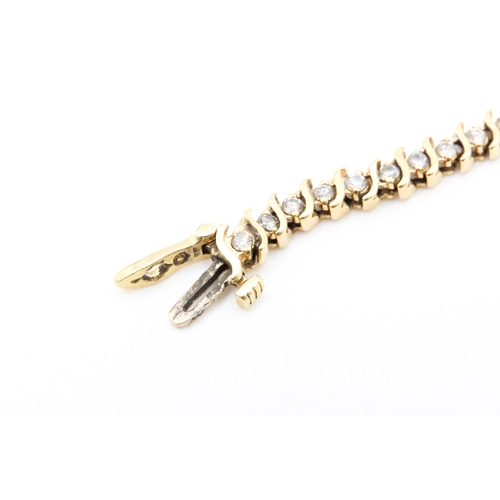 131 - Diamond Set Wave Design Tennis Bracelet Mounted in 18 Carat Yellow Gold 20cm Long Approximately 4 Ca... 