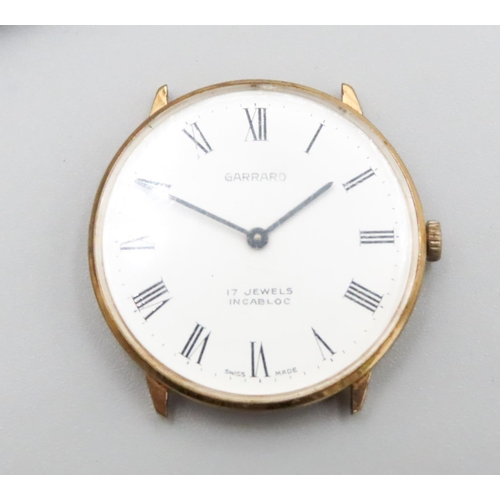 136 - Garrard 17 Jewels Gent's Wristwatch with New Leather Strap New Roman Numeral Decorated Dial Swiss Ma... 