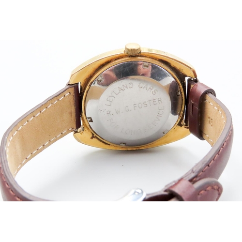 139 - Garrard Gold Tone Automatic 25 Jewels Incabloc Watch with Leather Strap Day date Aperture