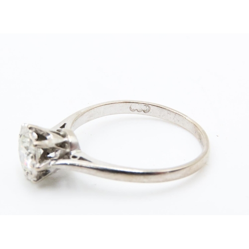 151 - Diamond Solitaire Ring Set in 18 Carat White Gold Ring Size P and a Half Diamond Approximately .70 C... 