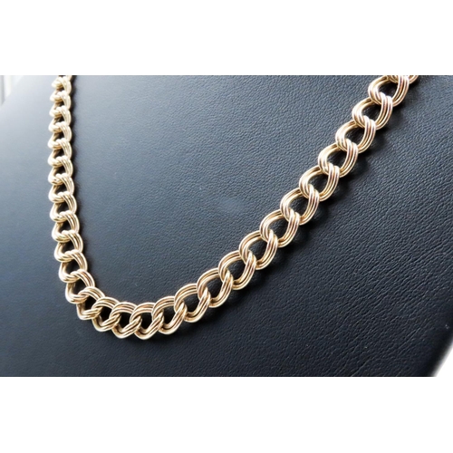 154 - 9 Carat Yellow Gold Double Link Necklace 50cm Long