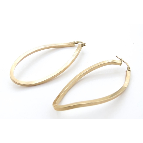 16 - Pair of 9 Carat Yellow Gold Loop Form Hoop Earrings Each 6cm High