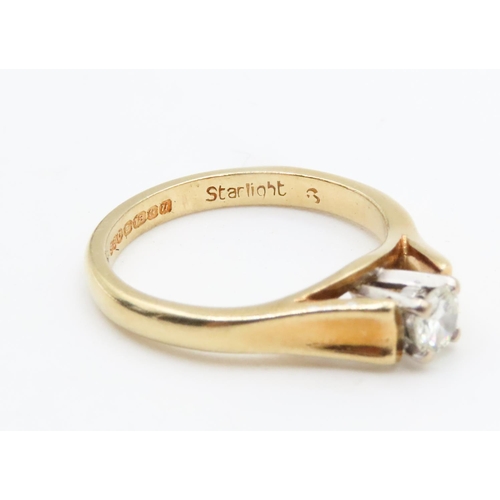 160 - Diamond Solitaire Ring Set in Platinum Mounted on 18 Carat Yellow Gold Ring Size M