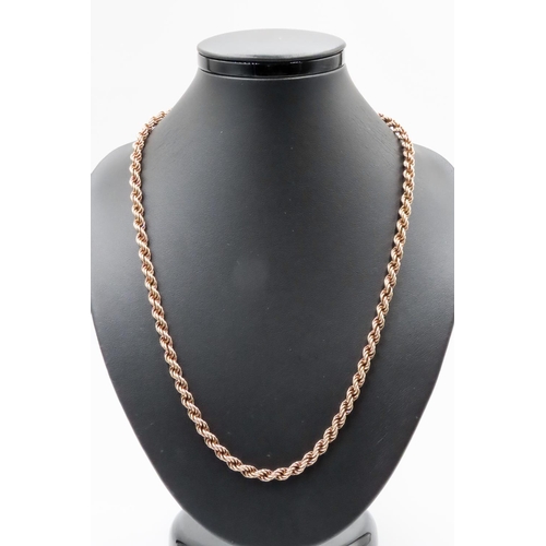 161 - 9 Carat Yellow Gold Rope Chain Necklace 50cm Long